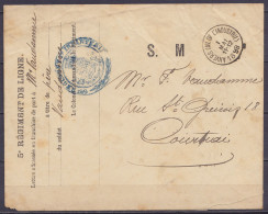 Env. "5e Régiment De Ligne" En Franchise S.M. Càd "ANVERS (AV. DE L'INDUSTRIE) /1 MAI 1898 Pour COURTRAI - Cachet "eme R - Cartas & Documentos