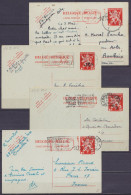 Ensemble De 12 EP CP 1F Vermillon Surcharges Locales "-10%" (ém. Van Acker) + Surcharge Rouge [35c] à La Timbreuse - Dif - Postcards 1934-1951