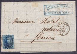 L. Affr. N°15 P33 Càd DINANT /5 SEPT. 1863 Pour FLAVION (au Dos: Càd Arrivée ANTHEE) - 1863-1864 Medaglioni (13/16)