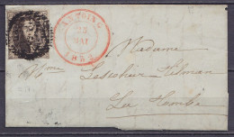 L. Affr. N°6 Distr. 3 Càd ANTOING /25 MAI 1852 Pour LA TOMBE Tournai (au Dos: Càd Arrivée TOURNAI) - 1851-1857 Medaillen (6/8)