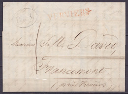 L. Datée 15 Juillet 1824 De BORDEAUX Pour FRANCOMONT Près Verviers - Griffe "VERVIERS" - 1815-1830 (Periodo Holandes)