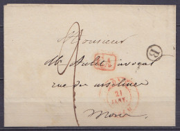 LSC (sans Contenu) Càd MONS /21 JANV. 1840 Pour E/V - [CA] - Boîte Rurale "B" - Port "2" (au Dos: Càd Arrivée MONS) - 1830-1849 (Belgica Independiente)