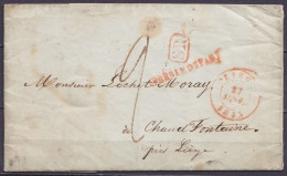 L. "Société De St-Léonard" Càd LIEGE /27 JANV 1845 Pour CHAUDFONTAINE - [SR] - Griffe "APRES LE DEPART" - Port "2" (au D - 1830-1849 (Independent Belgium)