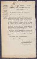 Arrêté De Police Daté 6 Mai 1815 De BRUXELLES Pour Les Maires Du Départememnt Concernant L'arestation "des étrangers Qui - Décrets & Lois