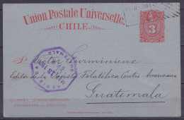Chili - EP CP 3ctvs Càd VALPARAISO /14-II-1900 Pour GUATEMALA - Càd Arrivée "RECIBIDA /MAR 13 1900/ GUATEMALA" - Chili