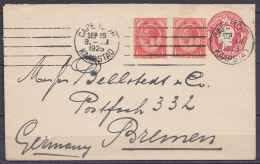 Afrique Du Sud - EP Env. 1d + 2d Flam. CAPE TOWN /SEP 15 1925/ KAAPSTAD Pour BREMEN Allemagne - Lettres & Documents