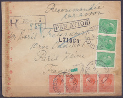 Bulgarie - Env. Recommandée Par Avion Affr. 19L Càd SOFIA /10.I 1944 Pour PARIS - Bande Et Cachets Censure Allemande - Lettres & Documents