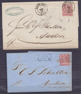 Allemagne - Lot 2 L. Affr. 1Gr Càd LEIPZIG /1869 & UNKEL /1871 Pour AACHEN - Autres & Non Classés