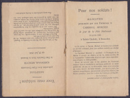 Allocution Prononcée Par Le Cardinal Mercier Le 21 Juillet 1916 à Sainte Gudule à Bruxelles - "Pour Nos Soldats / Voor O - 1914-18