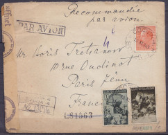 Bulgarie - Env. Recommandée Par Avion Affr. 19L Càd SOFIA /19.XI 1943 Pour PARIS - Bande Et Cachets Censure Allemande - Briefe U. Dokumente