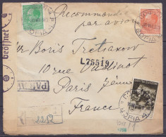 Bulgarie - Env. Recommandée Par Avion Affr. 19L Càd SOFIA /30.VIII 1943 Pour PARIS - Bande Et Cachets Censure Allemande - Storia Postale