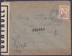 Bulgarie - Env. Recommandée Par Avion Affr. 14L Càd SOFIA /26.VII 1944 Pour PARIS - Bande Et Cachets Censure Française - Storia Postale