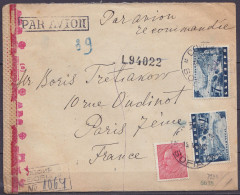 Bulgarie - Env. Recommandée Par Avion Affr. 16L Càd SOFIA 15.V 1943 Pour PARIS - Bande Et Cachets Censure Allemande (au  - Storia Postale