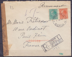 Bulgarie - Env. Recommandée Par Avion Affr. 14L Càd SOFIA /-1.IV1942 Pour PARIS - Bande Et Cachets Censure Allemande - Storia Postale