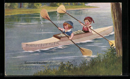 AK Kinder Bei Einer Sommerlichen Ruderpartie  - Rowing