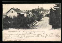 AK Königstein I. T., Hauptstrasse Mit Blick Zur Burg  - Königstein
