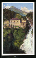 Künstler-AK Bad Gastein, Blick Zum Hotel Straubinger  - Autres & Non Classés