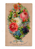 Souvenir De 1ere Communion. Carte Avec Systeme Ajoutis Fleurs Et Images Pieuses. Beau Et Rare. 1876. - Images Religieuses