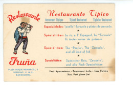 Carte De Visite Restaurante Tipico IRUNA Plaza Duque Medinaceli, 2 BARCELONA ESPAGNE - Visitenkarten