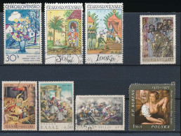 8 Timbres Oblitérés  TCHECOSLOVAQUIE GRECE POLOGNE YOUGOSLAVIE XVI-13 Tableaux Peintures Rubens... - Altri & Non Classificati