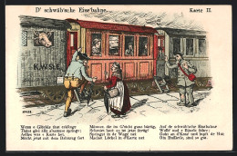 AK D`schwäbische Eise`bahne, Karte II., Scherz  - Treni