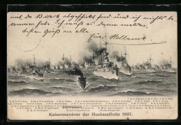AK Kaisermanöver Der Hochseeflotte 1907  - Krieg