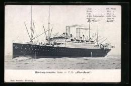 AK Passagierschiff Cleveland Der Hamburg-Amerika-Linie  - Piroscafi