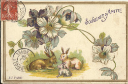 1155 CPA Lapins Et Fleurs - Souvenir D'Amitié - Other & Unclassified