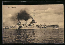 AK Kriegsschiff S.M.S. Rheinland Unter Volldampf  - Warships