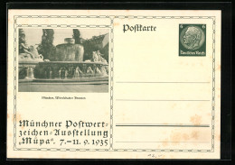 AK München, Postwertzeichen - Ausstellung Müpa, Wittelsbacher Brunnen, Ganzsache  - Briefmarken (Abbildungen)