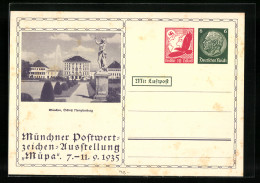 AK München, Postwertzeichen-Ausstellung Müpa 1935, Schloss Nymphenburg, Ganzsache  - Sellos (representaciones)