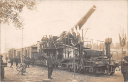 Militaria -  Carte Photo - Guerre 1914-1918 - Train - Canon De 280 Capturé Par La 4ème Armée Anglaise - Material