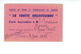 Carte De Menbre Société De Pêche Et Pisciculture De CORNOD  La Truite Valousienne ( JURA 39 ) Année 1968 - Tarjetas De Membresía