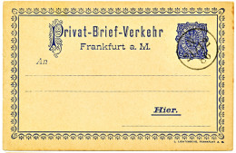 ALLEMAGNE CP ENTIER POSTAL LOCAL 1886 FRANKFURT PRIVAT BRIEF VERKEHR - Lettres & Documents