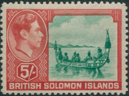 Solomon Islands 1939 SG71 5/- Maliata Canoe MNH - Salomoninseln (Salomonen 1978-...)