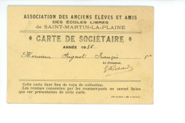 Carte De Menbre SAINT MARTIN LA PLAINE 42 LOIRE Association Des Anciens élèves Et Amis Des écoles Libres - Lidmaatschapskaarten