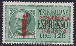 1944 Repubblica Sociale Italiana, Espressi Lire 1,25 N. 21i MNH/** DECALCO DELLA SOVRASTAMPA - Autres & Non Classés