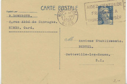 Flier De Nimes Gare - Aidez L'entraide Française à Vaincre La Misère - Mechanical Postmarks (Advertisement)