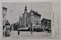 Germany / Karlsruhe / Stadtkreis, Eck Zum Moninger, Straßenbahn, Werbesäule / 1901 - Karlsruhe