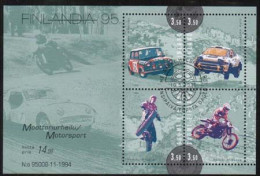 1995  Finland, Motor Sports FD-stamped Min. Sheet. - Blocks & Sheetlets
