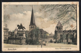 AK Essen /Ruhr, Kaiser-Wilhelm-Denkmal Und Kirche  - Essen