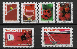 France 2009 Oblitéré Autoadhésif   N° 315 - 316 - 318 - 320 - 327 - 328     " Vacances  " - Used Stamps