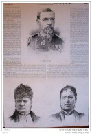 Général Caffarel - Mme Limouzin - Mme Ratazzi - Page Original 1887 - Historical Documents
