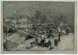 Le Chomage De L'Oise - Dessin D'après Nature Par M. Lepère - Page Original - 1887 - Documents Historiques