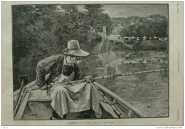 Pêcheur à La Ligne - Tableau De M. René Gilbert - Page Original - 1887 - Documents Historiques