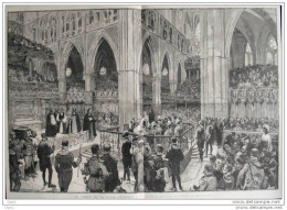 Jubilé De La Reine Victoria - La Cérémonie Religieuse à L´abbaye De Westminster - Page Original 1887 - Historische Documenten