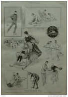 Pendant Les Derniers Froids - Le Patineur Frost - Un Traineau Copurchic - Page Original - 1887 - Documents Historiques