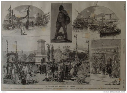 Le Voyage Des Ministres En Algérie - Statue Du Général Margueritte - L'arrivée à Menerville - Page Original 1887 - Historische Dokumente