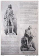 La Statue De Voltaire, Par M. Syamour - La Statue De Victor Massé, Par M. Mercié  - Page Original 1887 - Historische Documenten