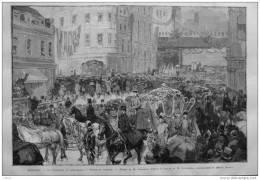 Londres - La Procession Du Lord-Mairie - Défilé Du Cortège -  Page Original - 1887 - Historical Documents
